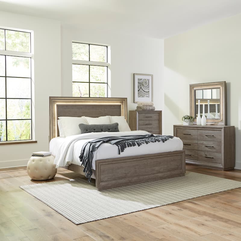 Liberty Furniture Horizons Panel Bedroom Set with Dresser & Mirror, Chest - King or Queen - Queen