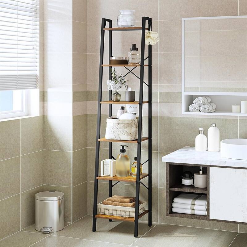 Freestanding Corner Storage Shelve with 6 Tier - 9.45"D x 15.35"W x 72.83"H