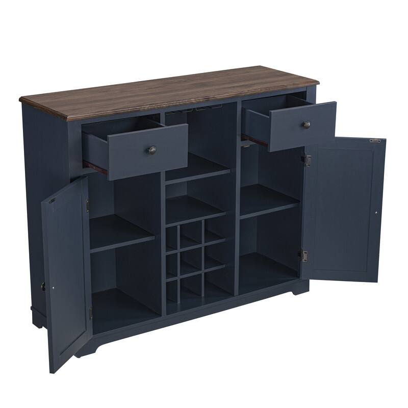 47 in. Modern X-Door Wine Cabinet w/ Built-in Wine Rack - 47" in Width
