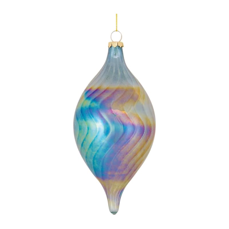 Pearl Finish Swirl Glass Christmas Ornaments 7" 180mm Multi-Color 6Ct
