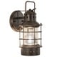 preview thumbnail 1 of 6, VAXCEL Hyannis 1-Light Coastal Outdoor Wall Sconce made of Durable Steel, Clear Ribbed Glass Shade, LED Compatible 5.5-in W x 12.25-in H x 6.75-in D - Burnished Bronze
