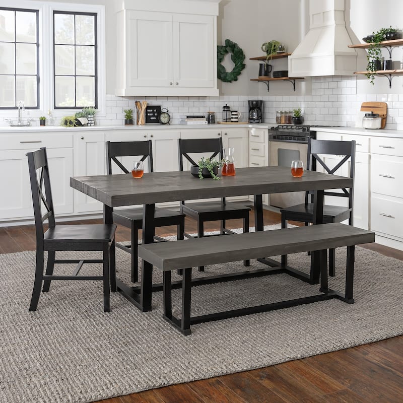 Middlebrook Solid Wood 6-Piece Dining Set with X-Back Chairs