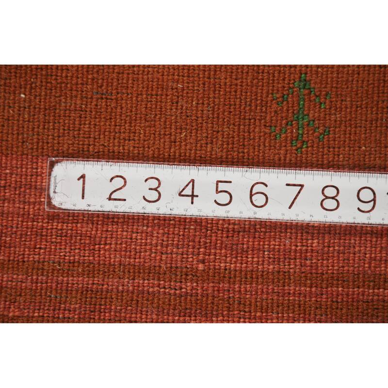 Hand Knotted Oriental 100% Wool Carpet Tribal Stripe Oranges & Rust Gabbeh Area Rug - 9' 9'' X 6' 9''