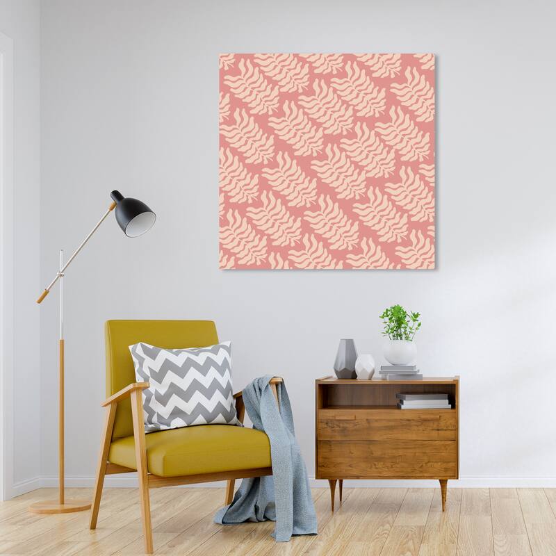 Wynwood Studio Canvas Abstract Ferns like Arrows Pink and Rose Pink Modern & Contemporary Wall Art Canvas Print