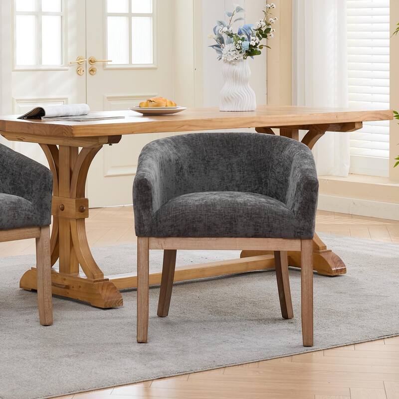 Roomfitters Upholstered Dining Chairs with Barrel Back & Wood Legs, Modern Accent Side Chairs for Kitchen and Living Room