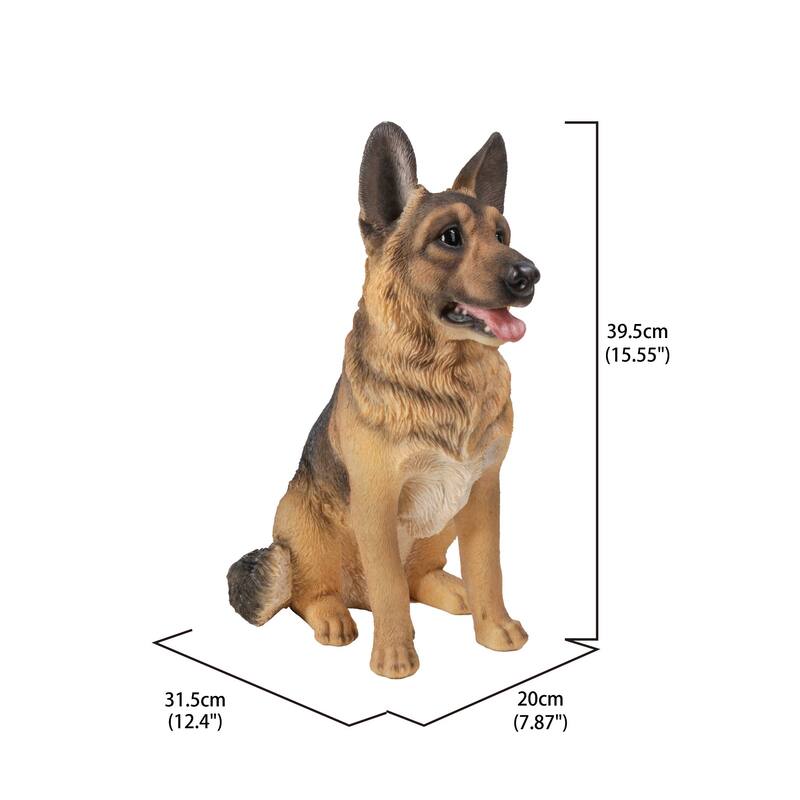 15.5" Small Sitting German Shepherd Outdoor Garden Statue