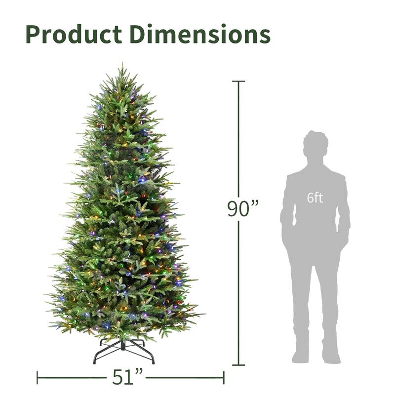 Puleo International 7.5' Pre-Lit Artificial Fraser Fir Slim Tree with 700 Dual-Color LED Lights