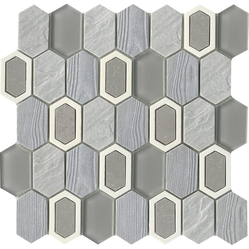 Emser Tile Literati - 12" x 12" Hexagon Geometric Mosaic Wall Tile -