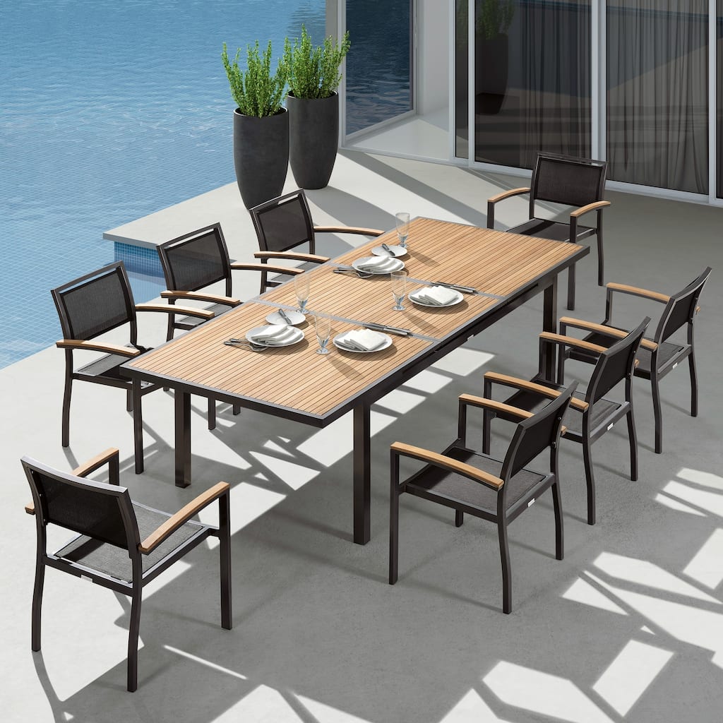 HIGOLD - Heck Extendable Teak Aluminum Outdoor Patio Dining Set