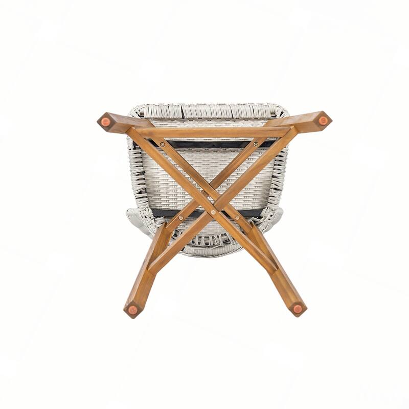 Outdoor Bar Stool, Wood with Wicker, Set of 2
