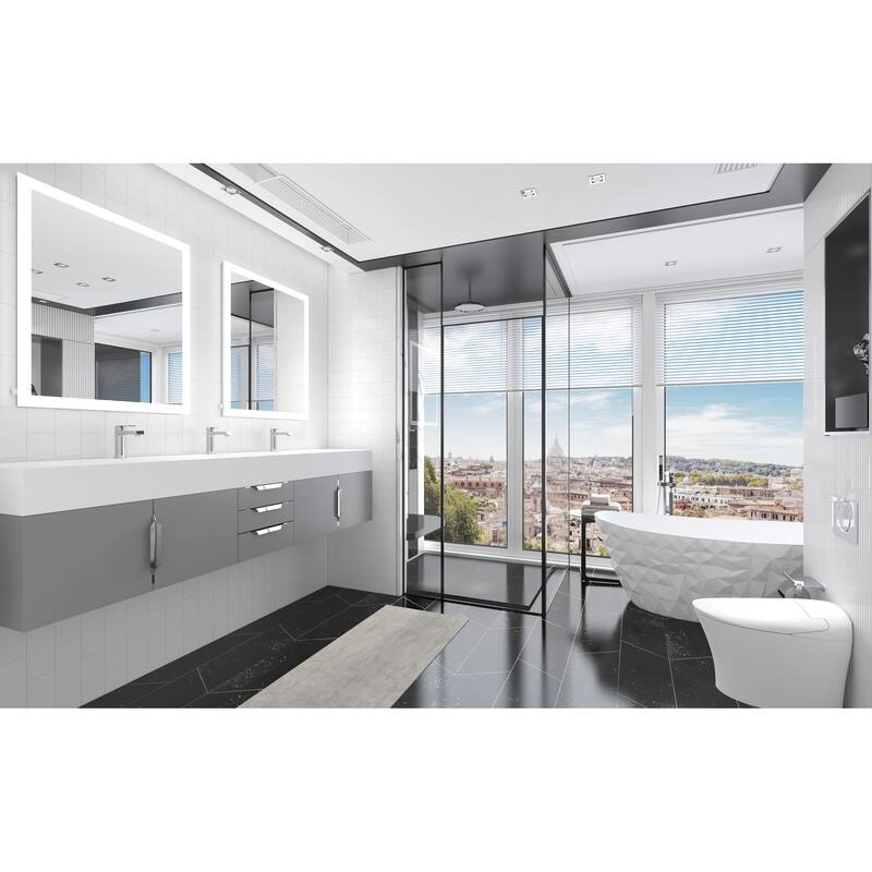 Nile 84" Wall Mounted Bathroom Vanity Set w/ White Top