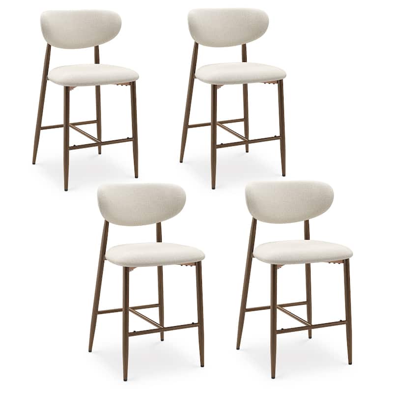 RENEWLINE 25 Inch Bar Stools with Backrest, Mid-Century Modern Counter Height Stools for Kitchen Island - Set of 4 - Beige