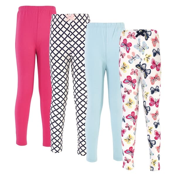 slide 1 of 1, Touched by Nature Baby Organic Cotton Leggings 4pk, Bright Butterflies 0-3 Months - Bright Butterflies