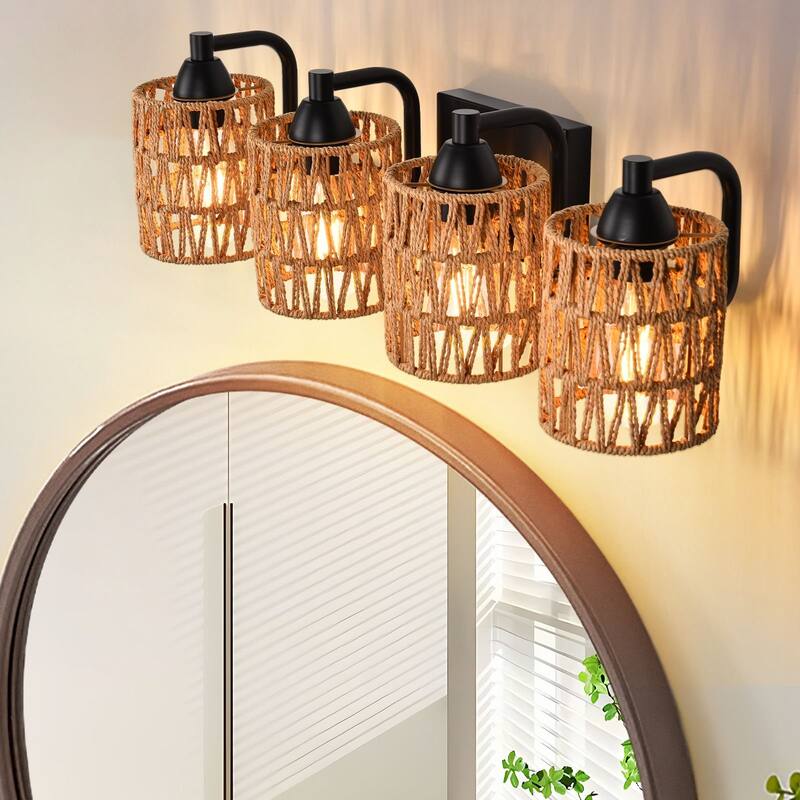 Rattan Vanity Light - 4-Lights