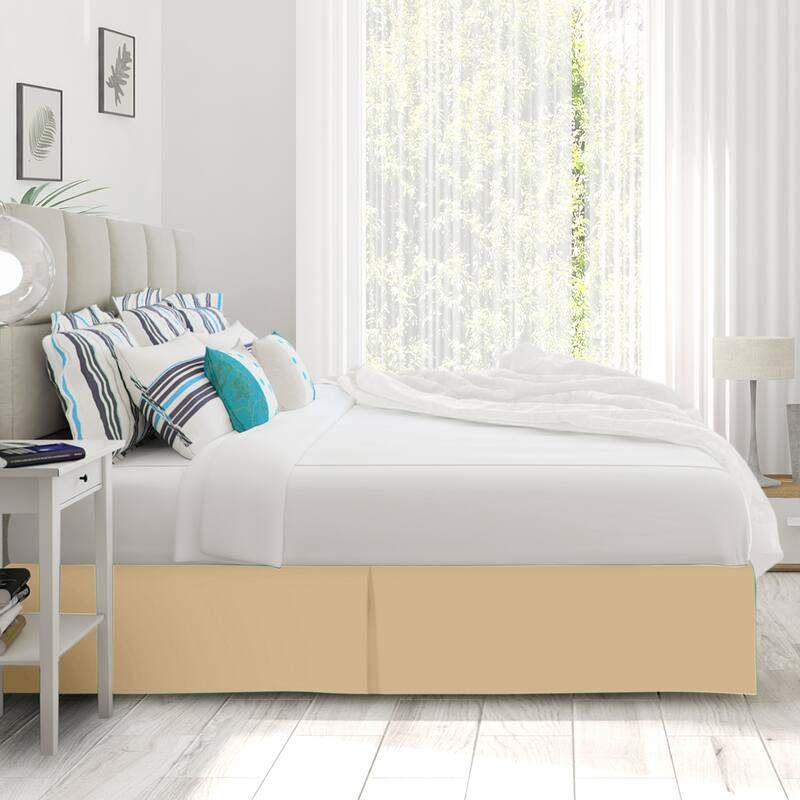 Clara Clark Pleated Bed Skirt-14 inch Tailored Drop - Soft Double Brushed Premium Microfiber Ruffle Bed Skirt - Includes 8 Pins