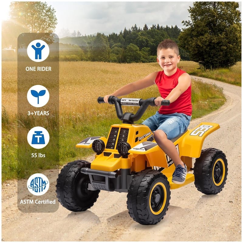 6V Kids Ride On Electric ATV with LED Headlights