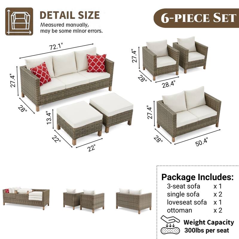 6 Piece Sectional Seating Group with Cushions