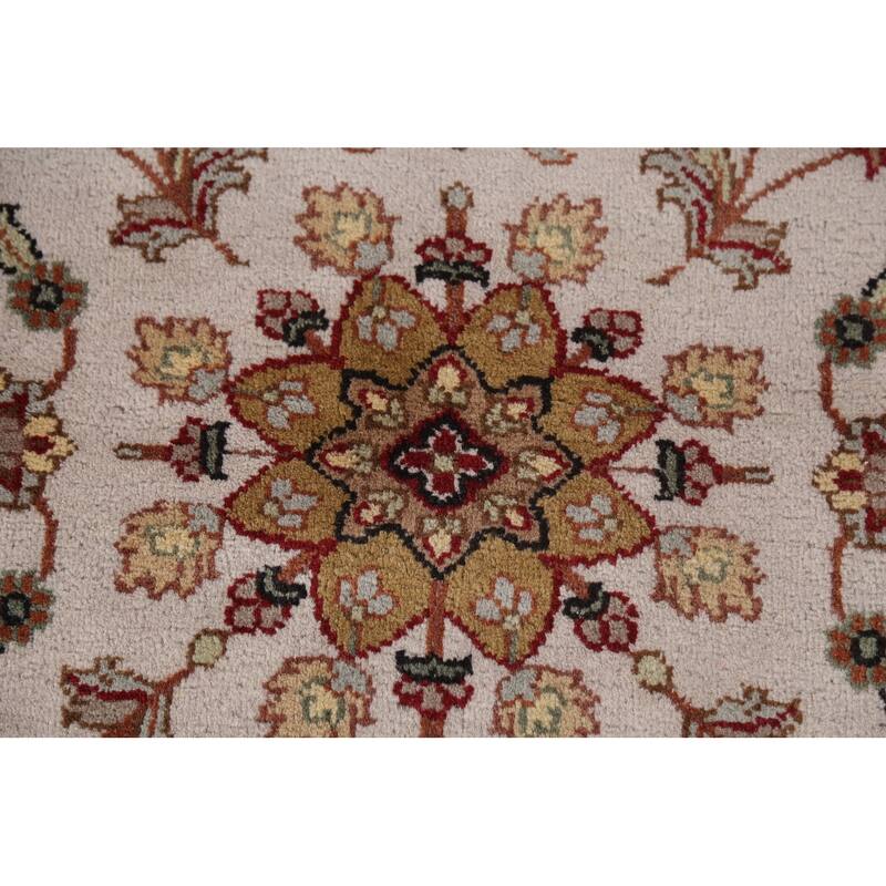 Floral Ivory Agra Indian Foyer Rug Hand-Knotted Wool Carpet - 3'1"x 5'1"
