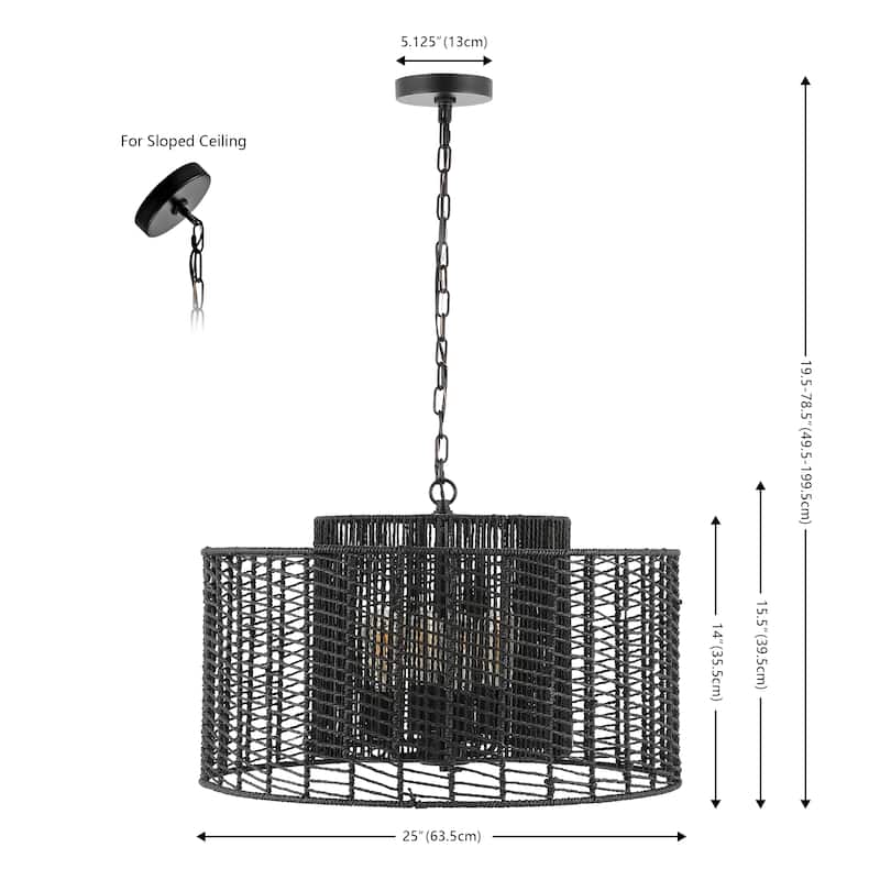 SAFAVIEH Lighting Jolanda Extendable Pendant - 25 In. W x 25 In. D x 20-79 In. H - 25Wx25Dx79H - Black