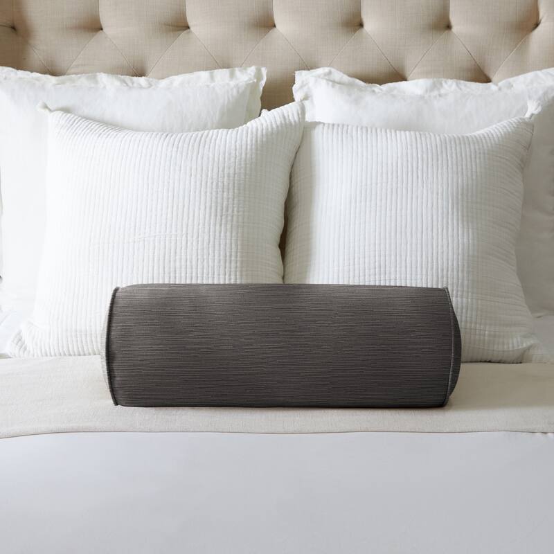Sorra Home Velvet Bolster Pillow - 24 in x 8 in x 8 in - Steel
