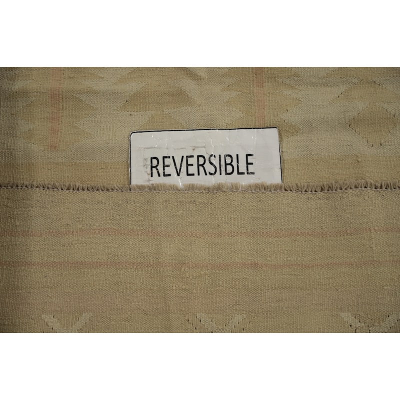 Hand Woven Oriental 100% Wool Carpet Southwestern Tribal Beige & Ivories Kilim Area Rug - 6' 2'' X 4' 2''