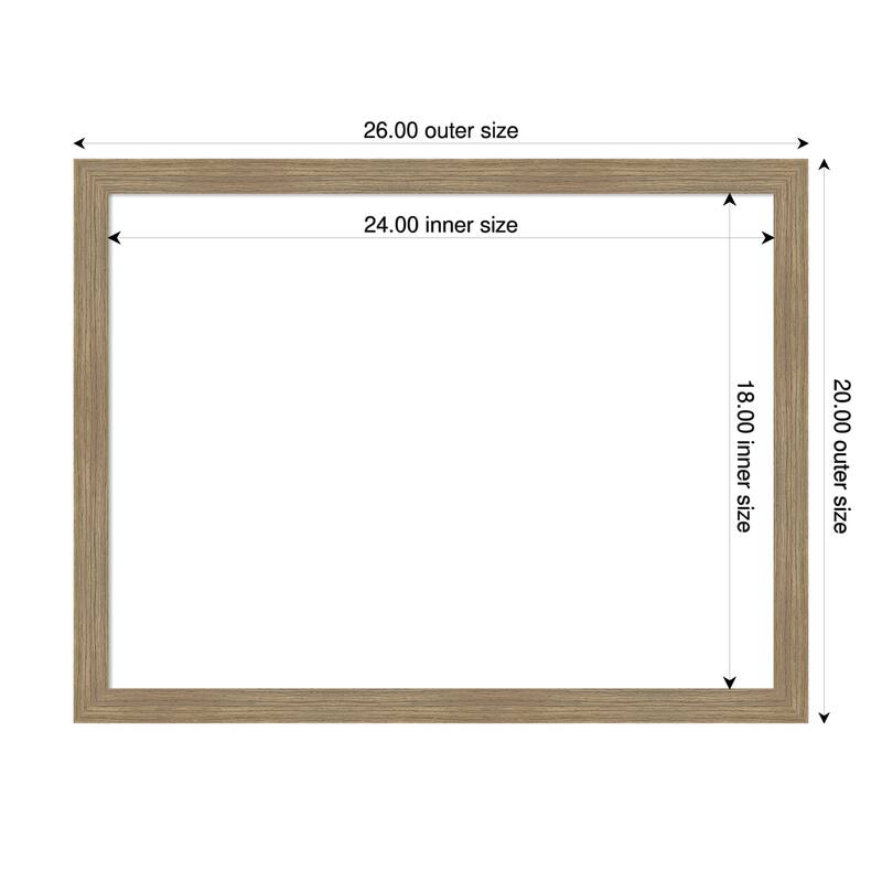 Amanti Art Woodgrain Stripe Blonde Framed Dry Erase Magnetic Board - 26 x 20 in - Woodgrain Stripe Mocha