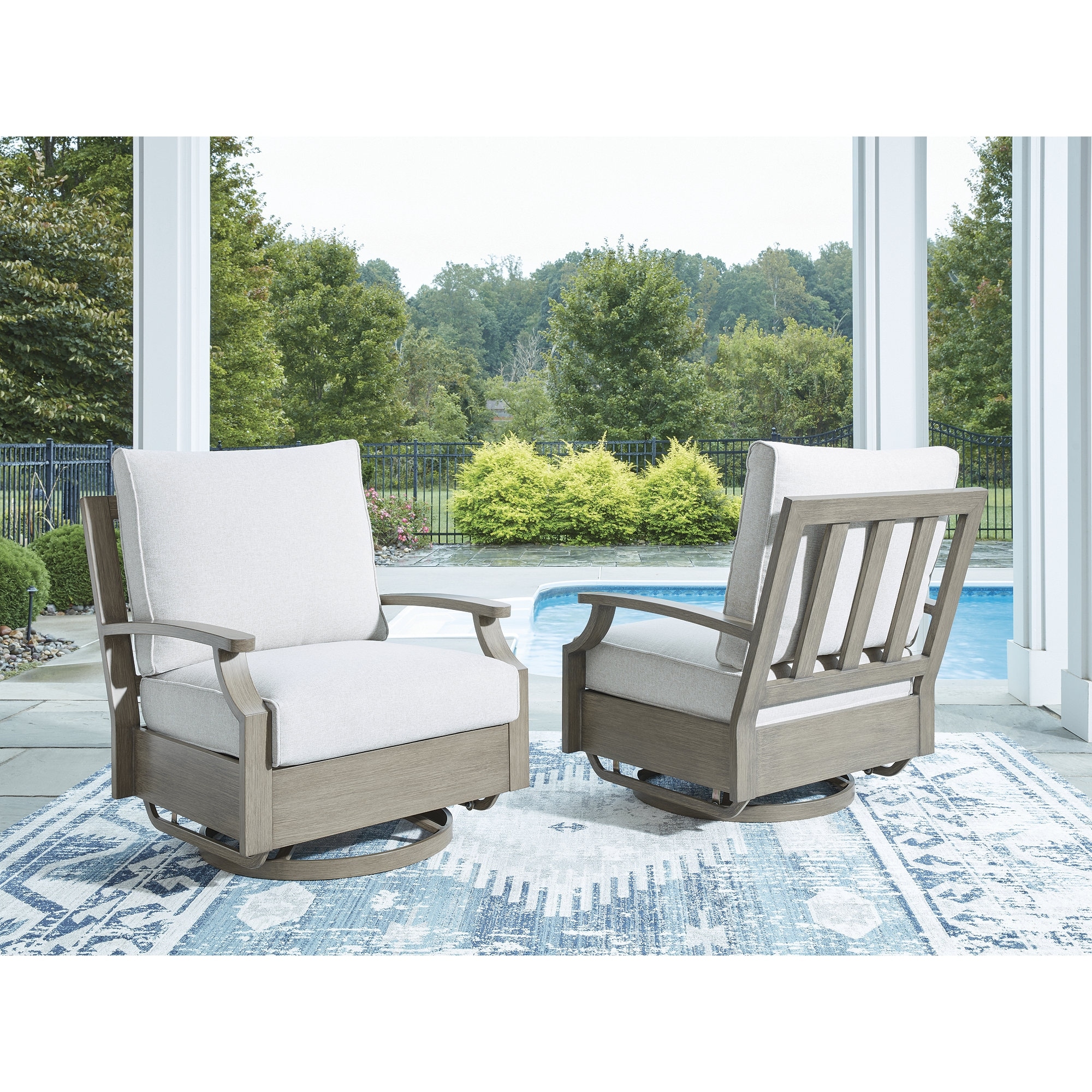 Rainier Ranch Outdoor Swivel Glider Chair - Brown/Beige