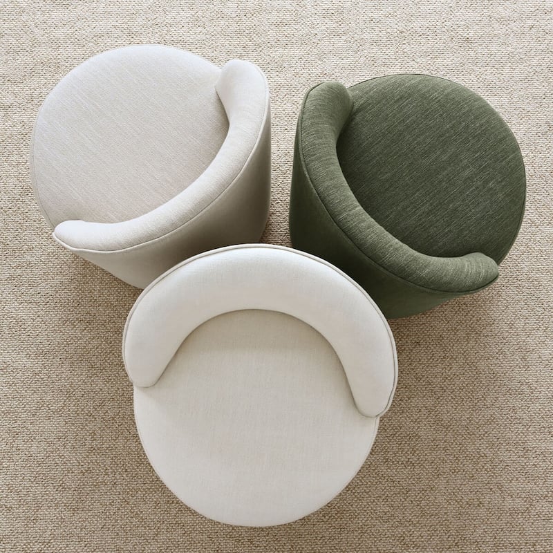 Linen Upholstered Dining Chair with Castors (Set of 2)
