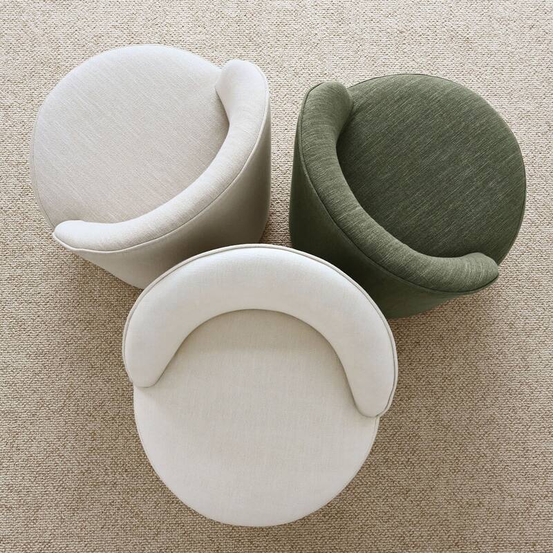 Linen Upholstered Dining Chair with Castors (Set of 4)