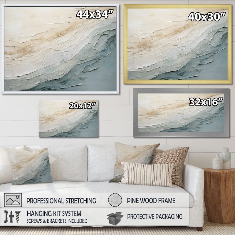 Designart "Minimalism Beige And Grey Wave Horizon I" Coastal Minimalism Wall Art