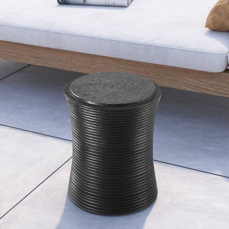 COSIEST Outdoor Black Concrete Side Table