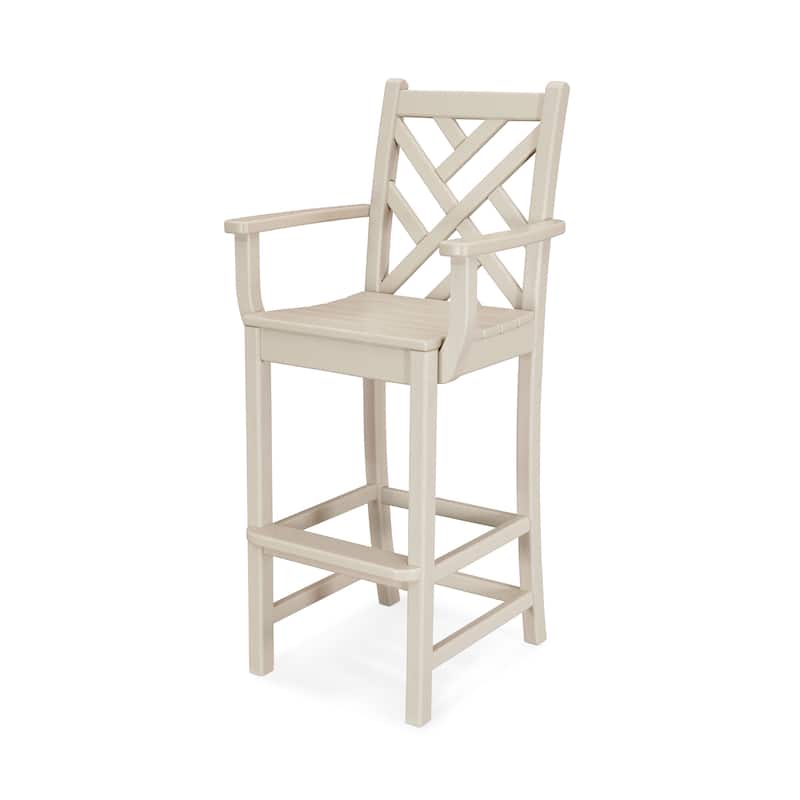 POLYWOOD Chippendale 30" Outdoor Bar Arm Chair - Sand