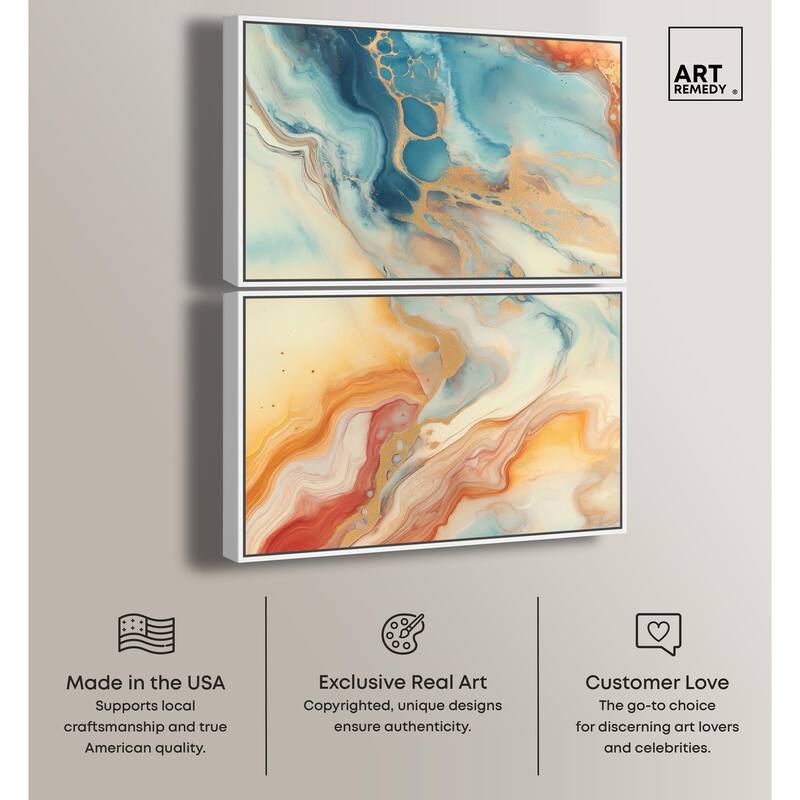 Marbled Sunrise I Canvas Set of 2 by Art Remedy