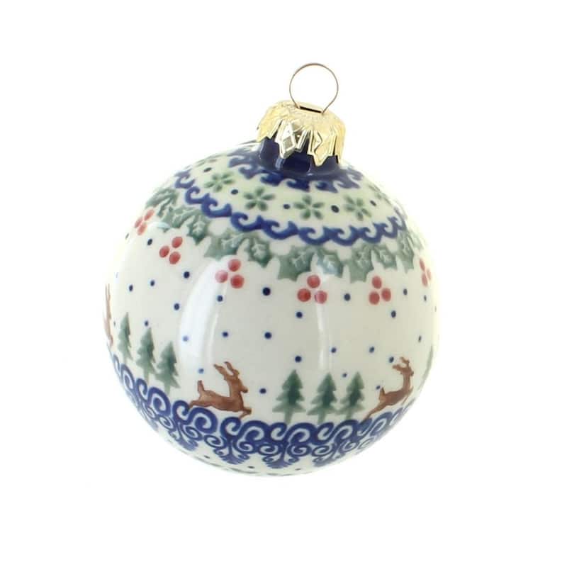 Blue Rose Polish Pottery Vena Large Christmas Ball
