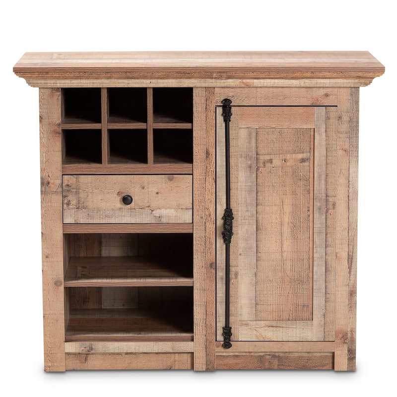 Albert Farmhouse Rustic Oak Brown Finished 1-Door Sideboard Buffet
