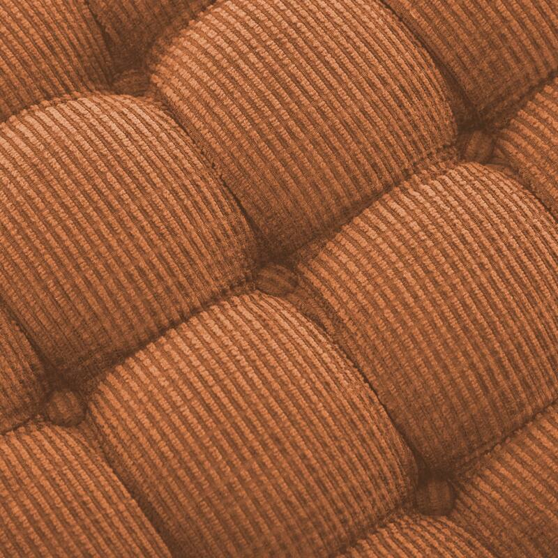 29.5" Orange Button-Tufted Storage Ottoman Bench - Fringe Window Bench for Entryway & Bedroom