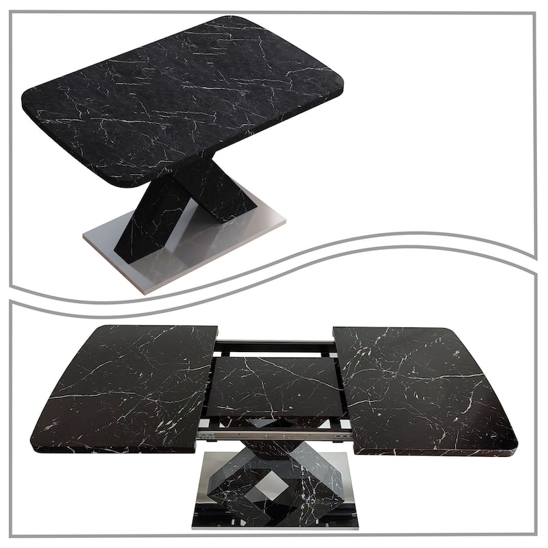 Elegant Stylish Stretchable Wooden Dining Table with Self-Storage Leaf