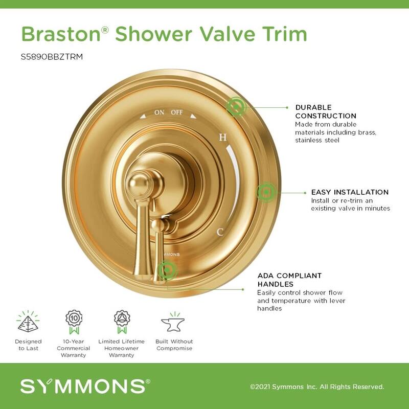 Symmons S5890TRM Braston Traditional Valve Trim Only with Single Lever