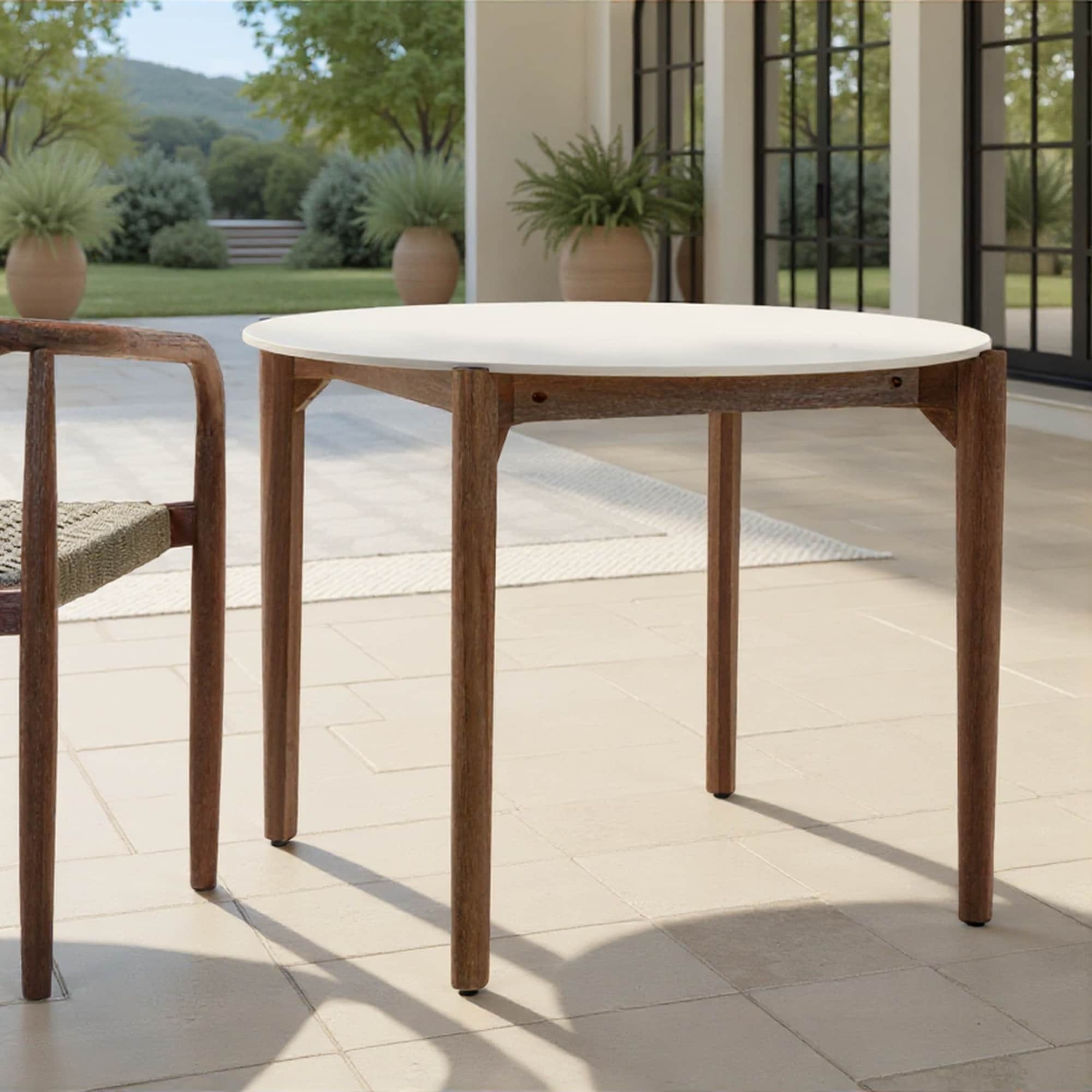 Cove Eucalyptus Wood & Superstone 42 in. Round Outdoor Dining Table - Seats 4