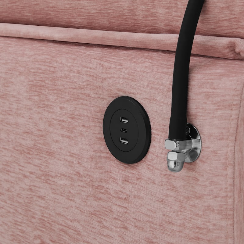 Double Recliner Chair with Adjustable Backrest, Storage Ottoman, USB Port & Phone Stand