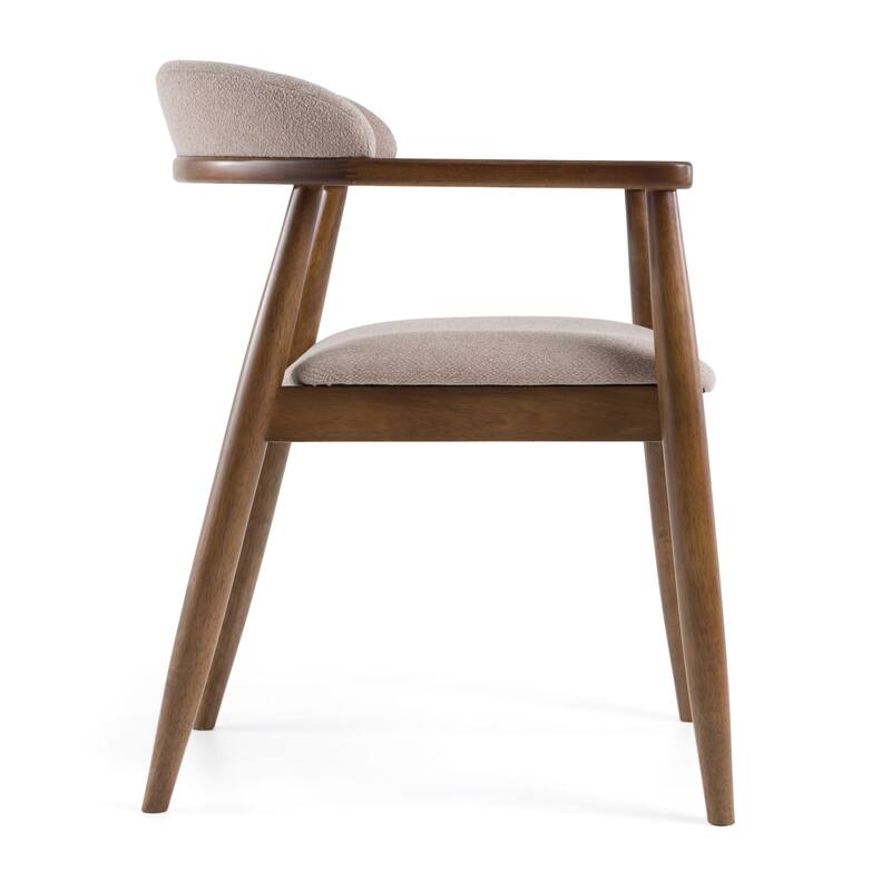 Cid Coha Dining Chair, Soft Tan Fabric, Brown Solid Wood Frame