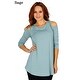 Simply Ravishing Women's Cold Shoulder Flare 3/4 Sleeve Blouse Top Tunic Shirt (Size: S-5X) - Thumbnail 11