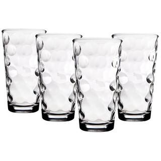 slide 1 of 1, Palais Glassware Cercle Collection; High Quality Clear Glass Set with Circle Design (Set of 4 - 17 Oz Highballs, Clear) Clear - 4 Piece