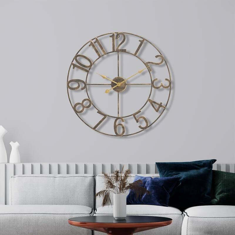 Sorbus Large Wall Clock 32" - Battery Operated Analog Large Clock (Black) - Bronze