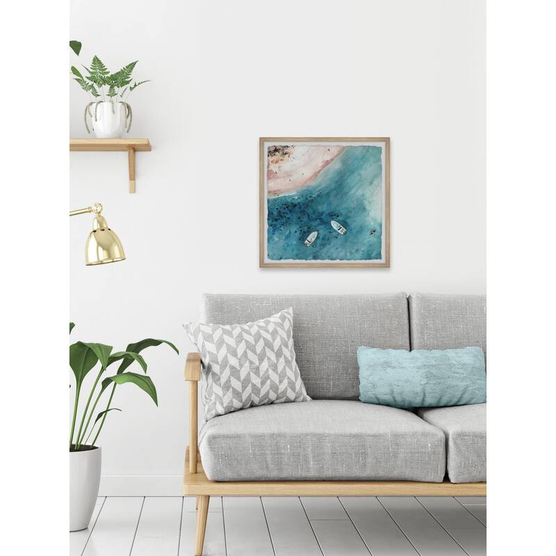 Ocean from the Top Framed Wall Art, Coastal Serenity - Tranquil Ocean-Inspired Wall Décor