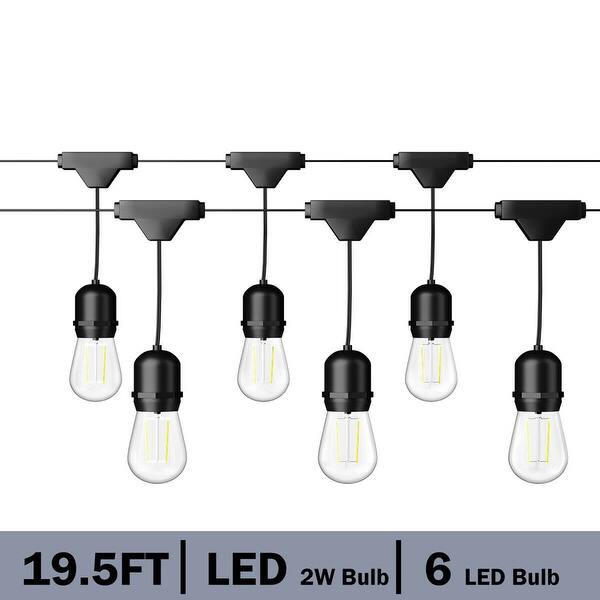 slide 8 of 7, Outdoor LED String Lights Commercial Grade Weatherproof Patio Lights - Black Length: 19.5FT