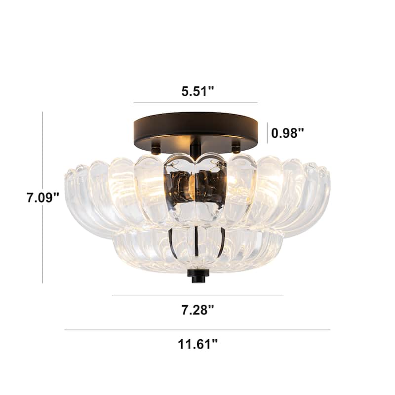 Starsky Modern 3-light Glass Semi Flush Mount - N/A