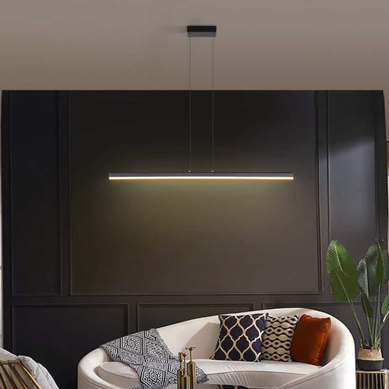 Modern Kitchen Island Dimmable LED Acrylic Linear Pendant Light - Length 47.64''