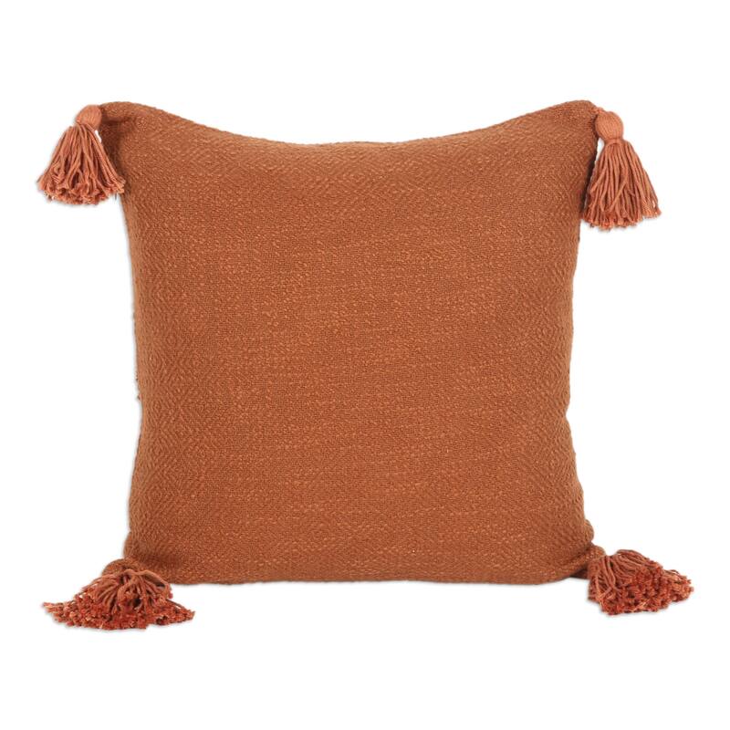 Novica Handmade Copper Diamonds Cotton Cushion Covers (Pair)