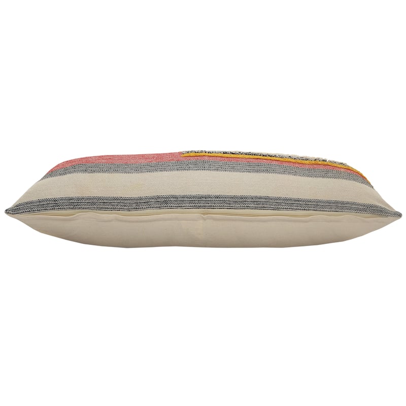 Sevita Multi-Lined Natural Cotton Throw Pillow 18 inch